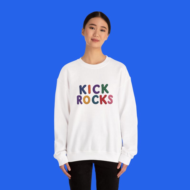 White Kick Rocks Sophie Cunningham sweatshirt female model front