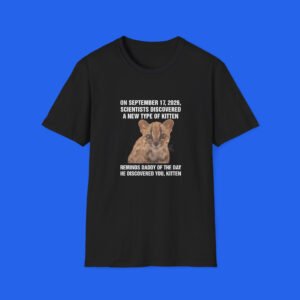 Daddy Kitten Shirt shown on a black T-shirt mockup