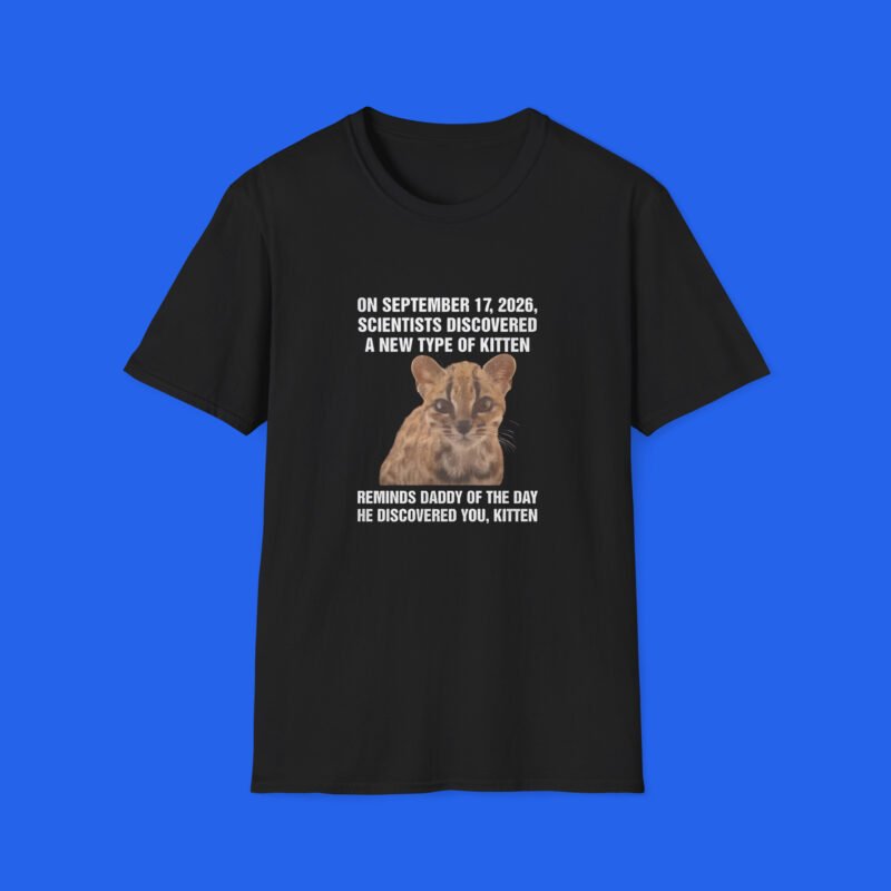 Daddy Kitten Shirt shown on a black T-shirt mockup