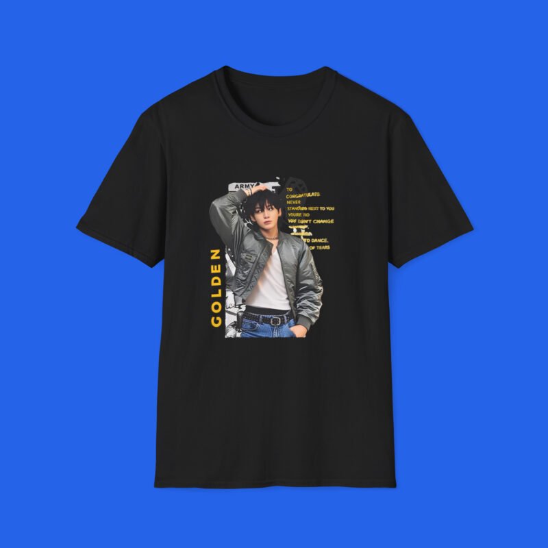 BTS Jungkook Golden Shirt black front graphic tee