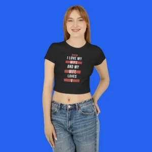 i-love-my-wife-and-my-wife-loves-v-baby-tee-female-model-Black I Love My Wife and My Wife Loves V Baby Tee